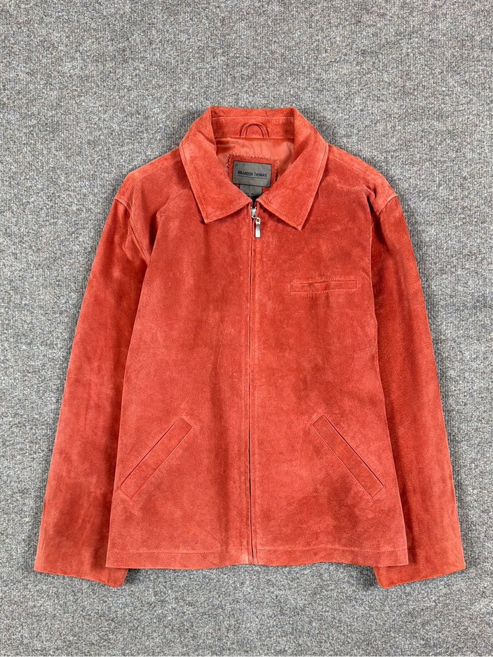 Vintage Brandon Thomas Rust Orange Suede Leather Full Zip Jacket Women’s XL Y2K
